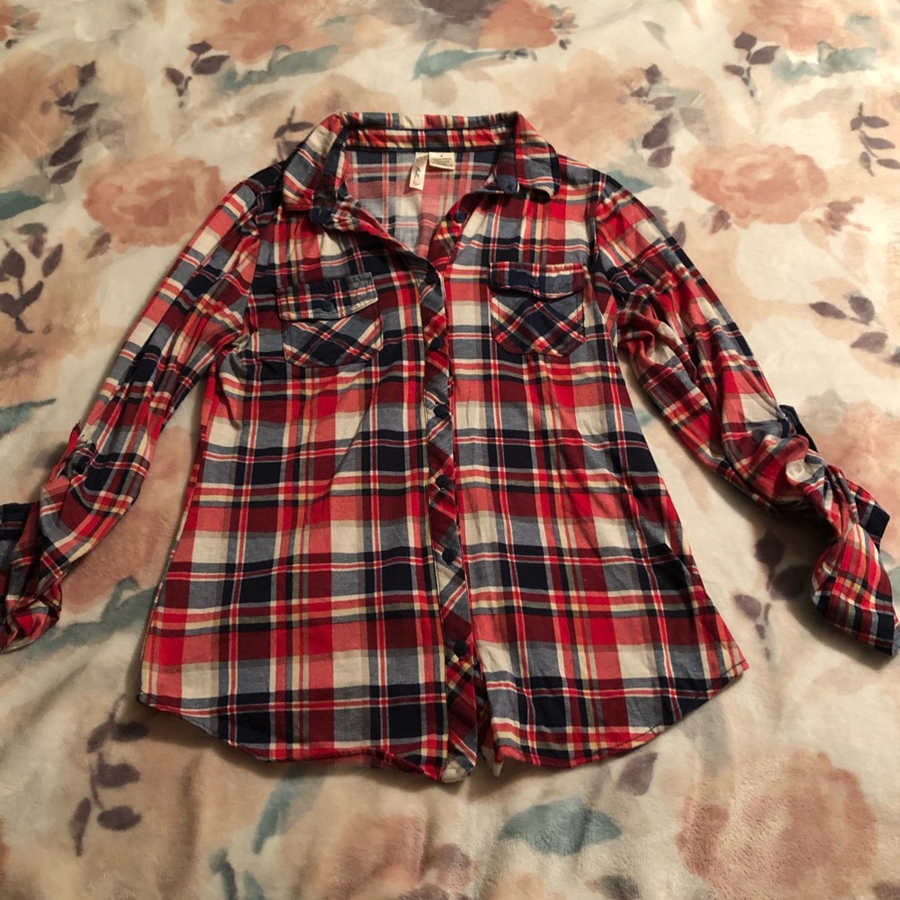 Red White & Blue Plaid Button Down - Picture 5 of 7